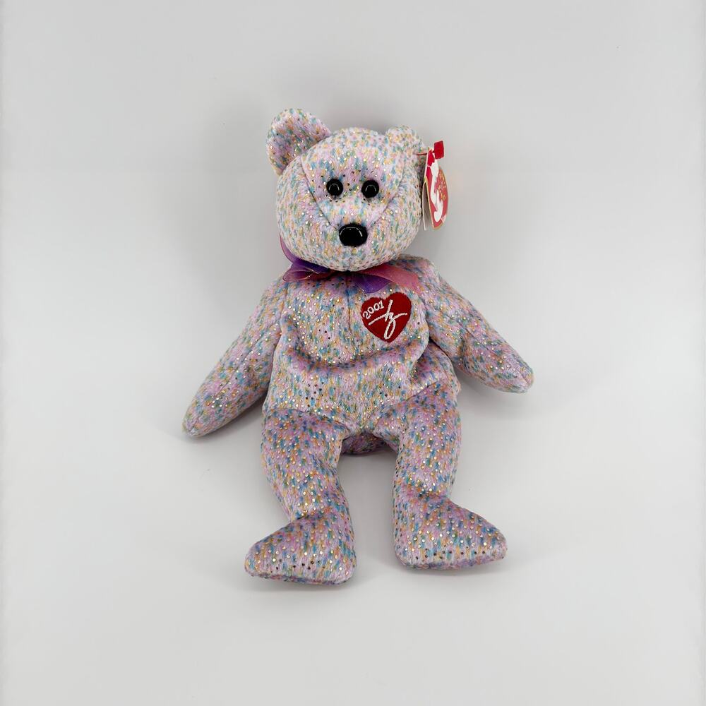 Ty Beanie Babies 2001 Signature Bear Plush Collectible Retired Rare Glitter Spot